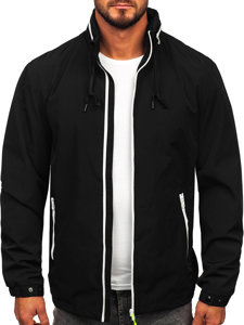 Chaqueta de entretiempo con capucha escondida para hombre negro Bolf 5M3105