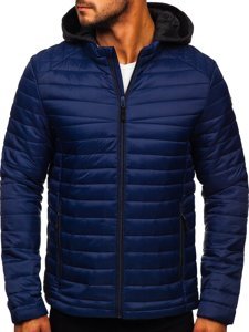 Chaqueta de entretiempo deportiva para hombre azul oscuro Bolf AB031