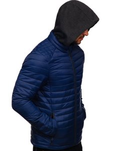 Chaqueta de entretiempo deportiva para hombre azul oscuro Bolf AB031