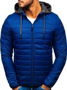 Chaqueta de entretiempo deportiva para hombre azul oscuro Bolf AB033