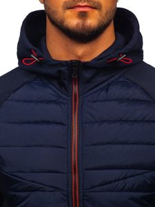 Chaqueta de entretiempo deportiva para hombre azul oscuro Ks1886