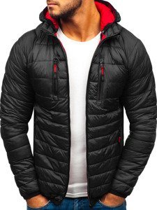 Chaqueta de entretiempo deportiva para hombre negra Bolf LY1019