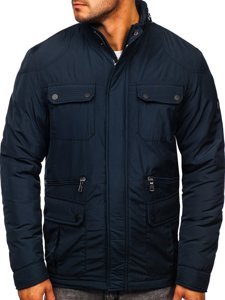 Chaqueta de entretiempo elegante para hombre azul oscuro Bolf 1668