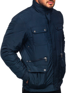 Chaqueta de entretiempo elegante para hombre azul oscuro Bolf 1668