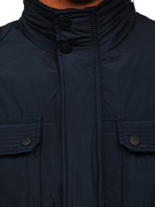 Chaqueta de entretiempo elegante para hombre azul oscuro Bolf 1668