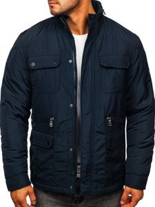 Chaqueta de entretiempo elegante para hombre azul oscuro Bolf 1668