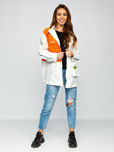 Chaqueta de entretiempo para mujer Bolf AG3010 blanco y naranja