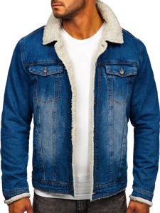 Chaqueta de entretiempo vaquera para hombre azul oscuro Bolf 1153