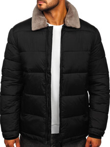 Chaqueta de invierno acolchada para hombre con pelo negro Bolf 31M5010