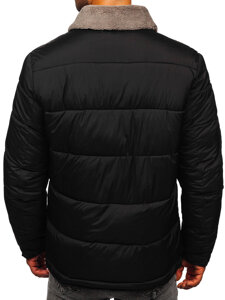 Chaqueta de invierno acolchada para hombre con pelo negro Bolf 31M5010