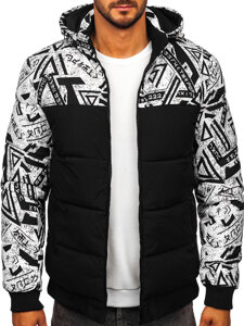 Chaqueta de invierno acolchada para hombre negra con estampado Bolf 31M5025