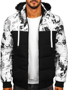 Chaqueta de invierno acolchada para hombre negra con estampado Bolf 31M5030