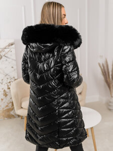 Chaqueta de invierno acolchada para mujer con capucha negro Bolf 16M9100