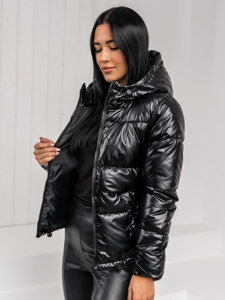 Chaqueta de invierno acolchada para mujer con capucha negro Bolf 5M3193A1