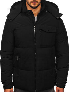 Chaqueta de invierno con capucha para hombre Negro Bolf 19M1292