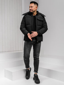 Chaqueta de invierno con capucha para hombre Negro Bolf 19M1292A1