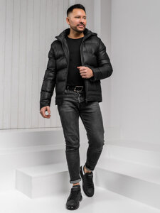 Chaqueta de invierno con capucha para hombre Negro Bolf 22M327A1