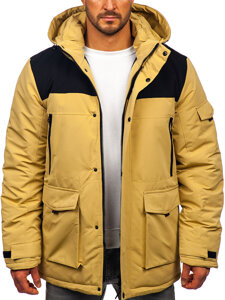 Chaqueta de invierno con capucha para hombre beige Bolf 22M322