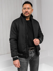 Chaqueta de invierno con pelo para hombre Negro Bolf 22M333A1