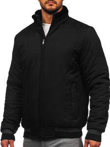 Chaqueta de invierno con pelo para hombre negro Bolf 22M333