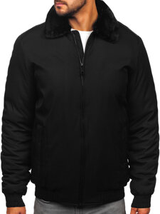 Chaqueta de invierno con pelo para hombre negro Bolf 22M335