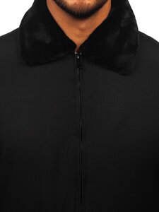 Chaqueta de invierno con pelo para hombre negro Bolf 22M335