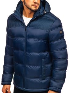 Chaqueta de invierno deportiva acolchada para hombre azul oscuro Bolf AB72