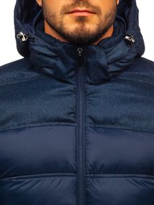 Chaqueta de invierno deportiva acolchada para hombre azul oscuro Bolf AB72