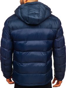 Chaqueta de invierno deportiva acolchada para hombre azul oscuro Bolf AB72