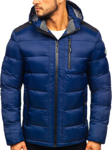 Chaqueta de invierno deportiva acolchada para hombre azul oscuro Bolf AB98