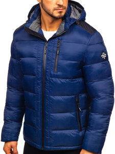 Chaqueta de invierno deportiva acolchada para hombre azul oscuro Bolf AB98