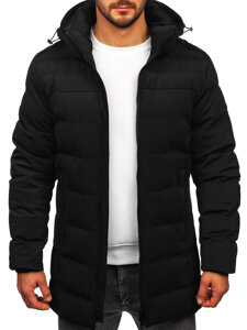 Chaqueta de invierno larga para hombre con capucha Negro Bolf 51M2205