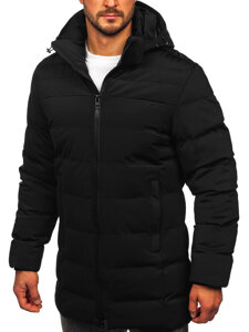 Chaqueta de invierno larga para hombre con capucha Negro Bolf 51M2205