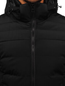 Chaqueta de invierno larga para hombre con capucha Negro Bolf 51M2205