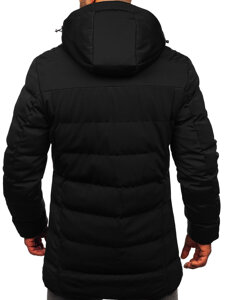 Chaqueta de invierno larga para hombre con capucha Negro Bolf 51M2205