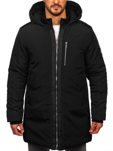 Chaqueta de invierno larga para hombre con capucha Negro Bolf 5M3121