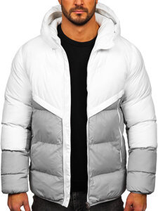 Chaqueta de invierno para hombre blanco y gris Bolf CS1006