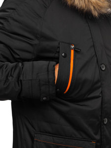 Chaqueta de invierno parka para hombre negra Bolf 1067