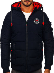 Chaqueta de invierno reversible para hombre azul marino y rojo Bolf SM23-506