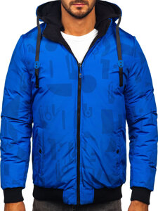 Chaqueta de invierno reversible para hombre negra y azul Bolf SM23-506