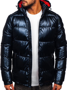 Chaqueta deportiva acolchada oversize de invierno para hombre azul oscuro Bolf EX2138B