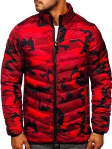 Chaqueta deportiva de entretiempo acolchada para hombre color camuflaje y rojo Bolf SM32