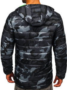 Chaqueta deportiva de entretiempo camuflaje para hombre negro y verde Bolf SM83