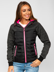 Chaqueta deportiva de entretiempo negra para mujer Bolf KSW4002