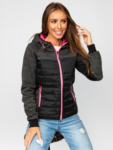 Chaqueta deportiva de entretiempo negra para mujer Bolf KSW4002