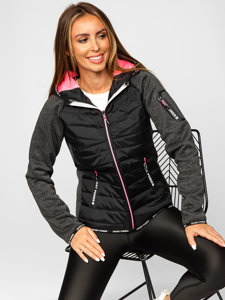 Chaqueta deportiva de entretiempo negra para mujer Bolf KSW4004