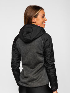 Chaqueta deportiva de entretiempo negra para mujer Bolf KSW4005