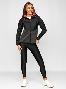 Chaqueta deportiva de entretiempo negra para mujer Bolf KSW4005