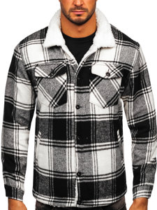 Chaqueta flanela de entretiempo a cuadros para hombre negro Bolf 6548