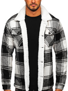 Chaqueta flanela de entretiempo a cuadros para hombre negro Bolf 6548